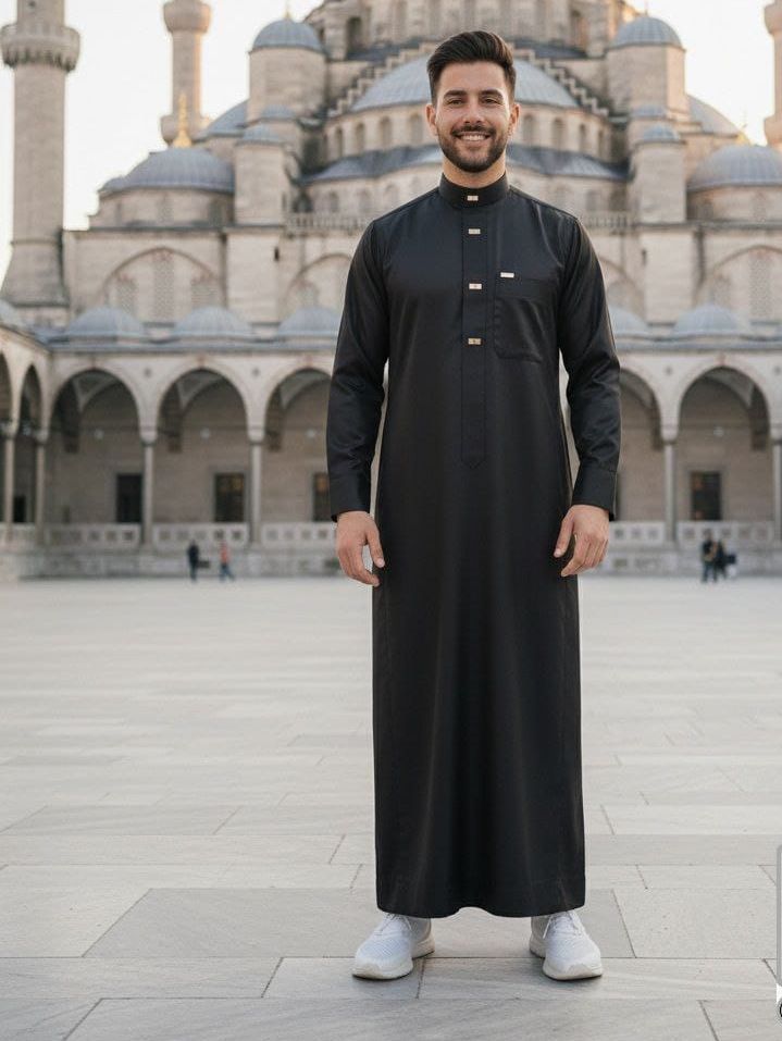 Classic Premium Thobe – White, Black & Navy Blue